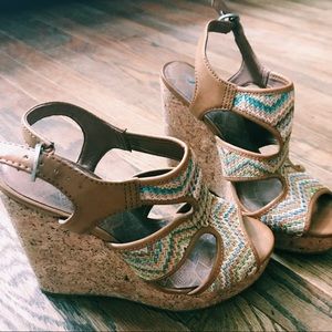 Lucky Brand Chevron Pattern Wedge Heels